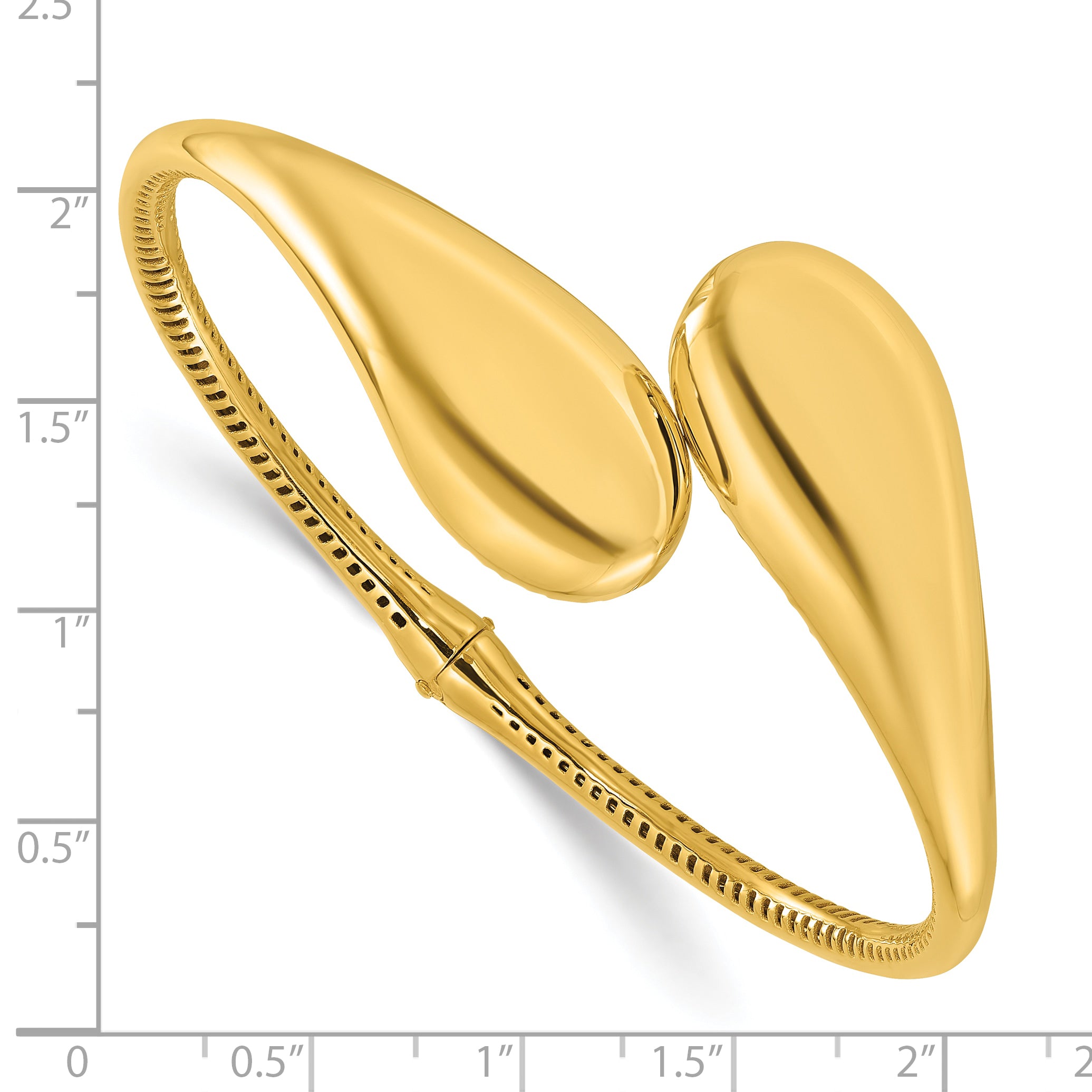 14K Polished Bypass Teardrop Hinged Bangle