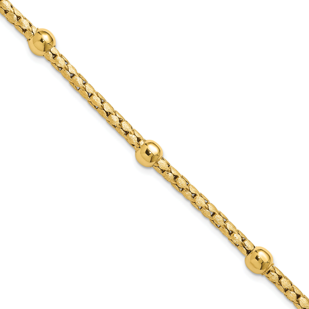 14K Polished and Satin Braided Bracelet