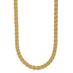 14K Polished/Textured and Diamond-cut Necklace