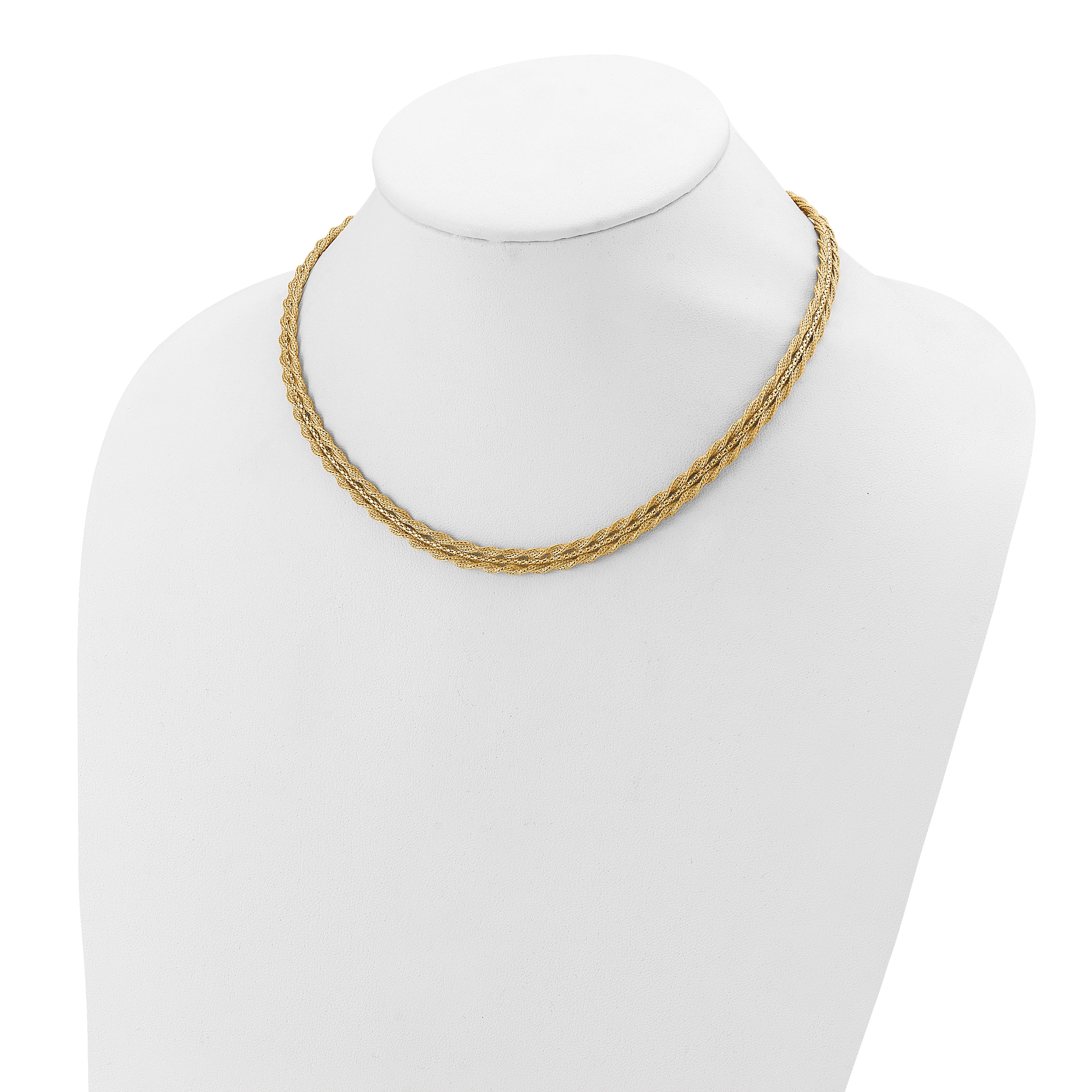 14K Polished/Textured and Diamond-cut Necklace