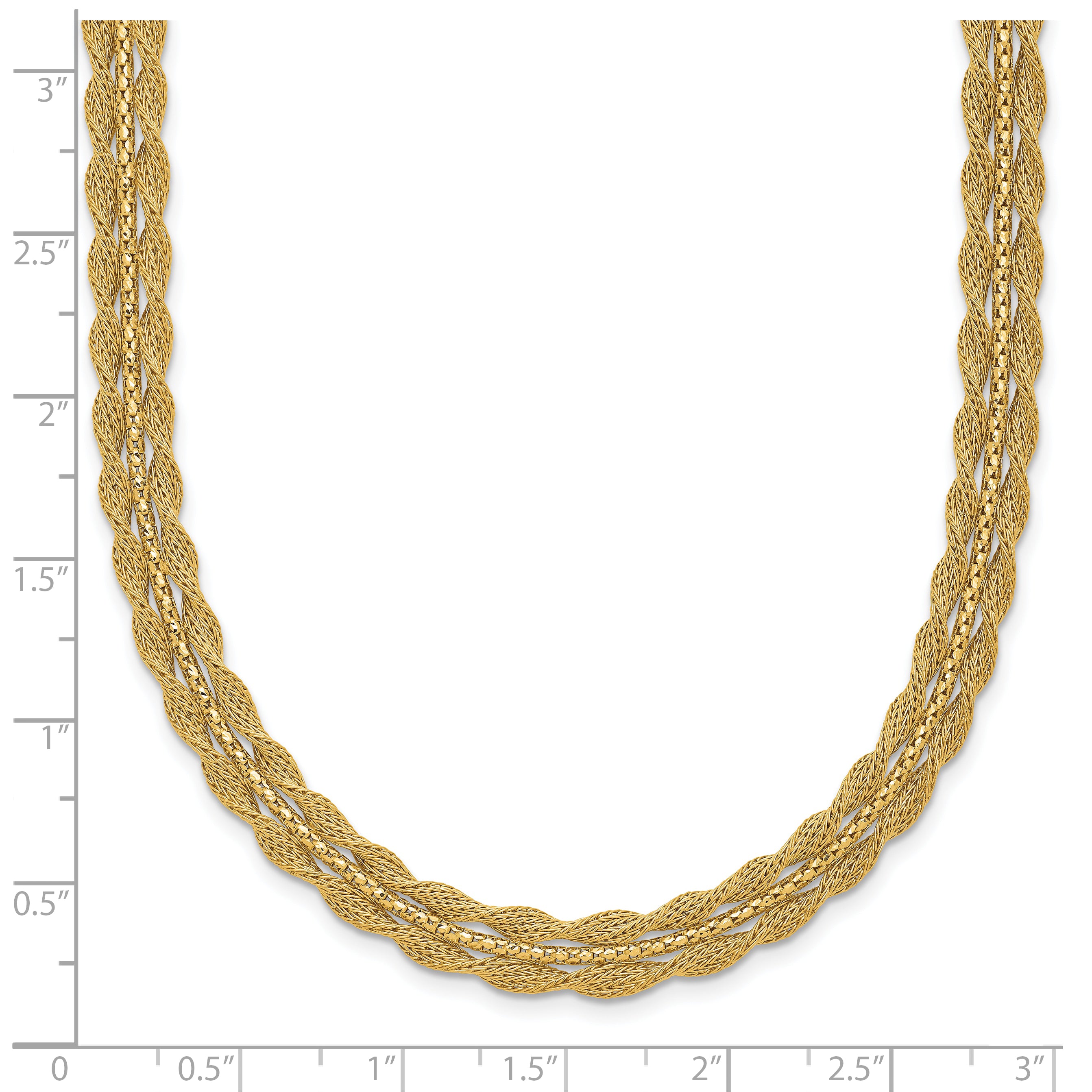 14K Polished/Textured and Diamond-cut Necklace