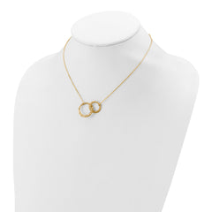 14K Polished and Diamond-cut Circles w/2in ext. Necklace