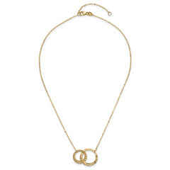 14K Polished and Diamond-cut Circles w/2in ext. Necklace