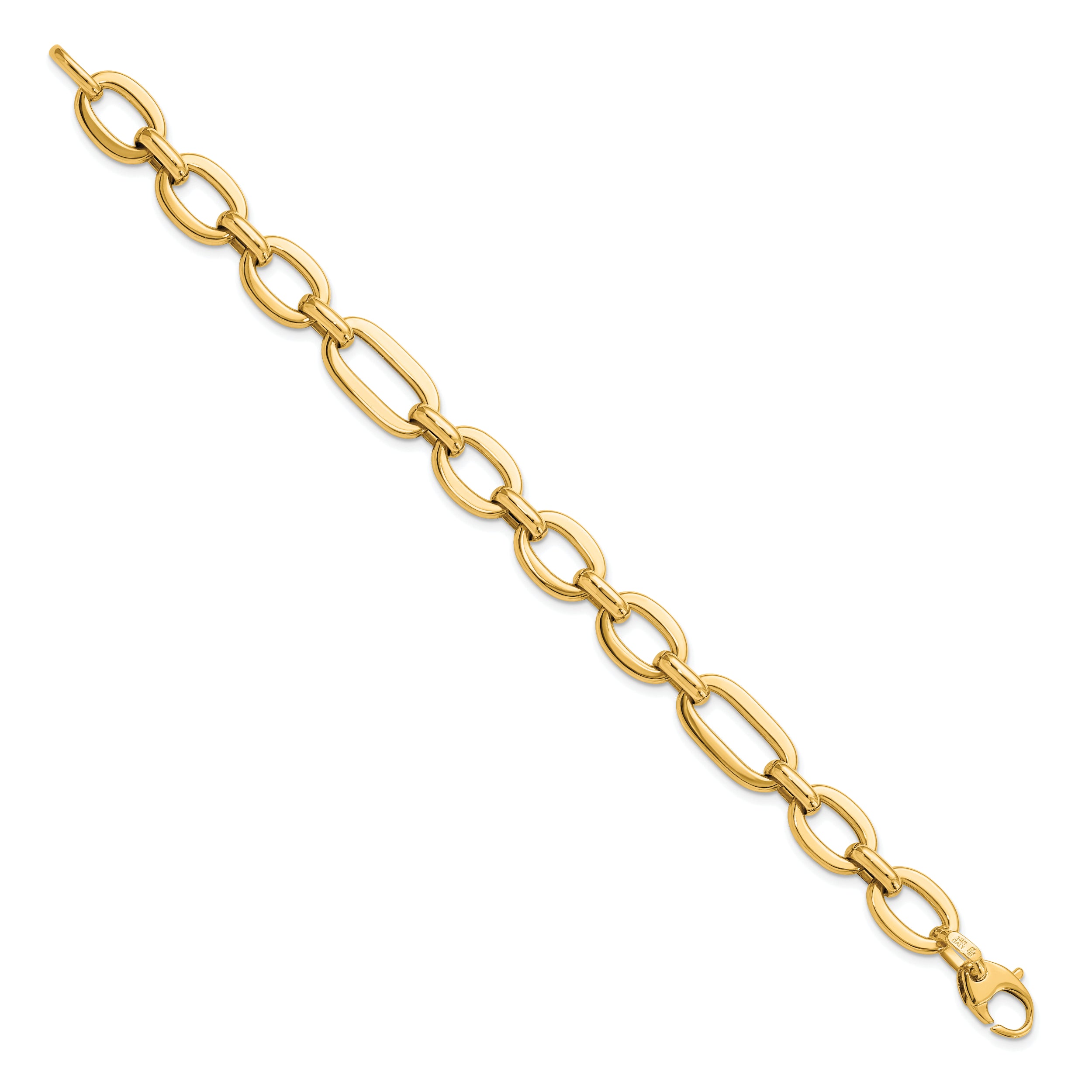 14K Polished 7in Fancy Link Bracelet