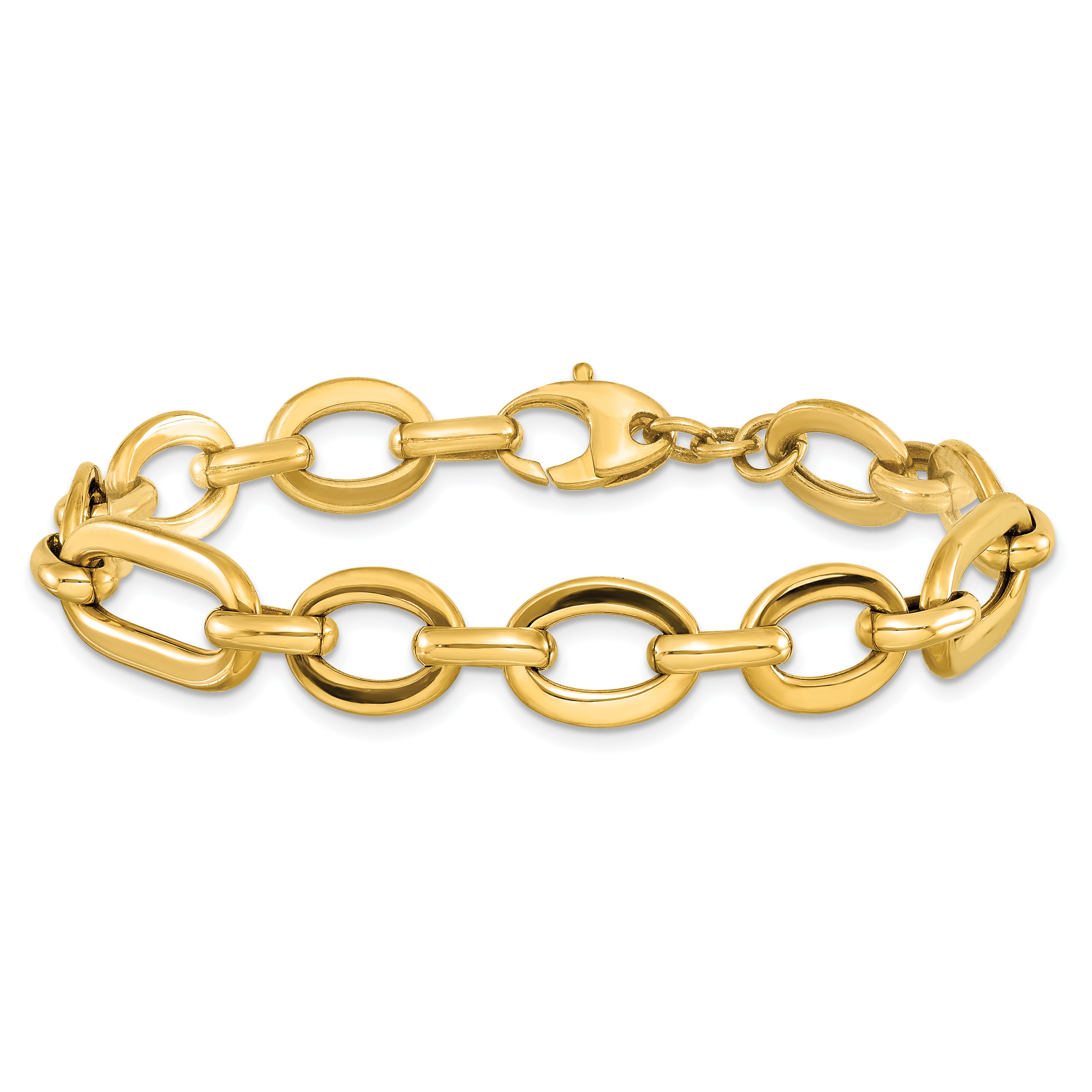 14K Polished 7in Fancy Link Bracelet