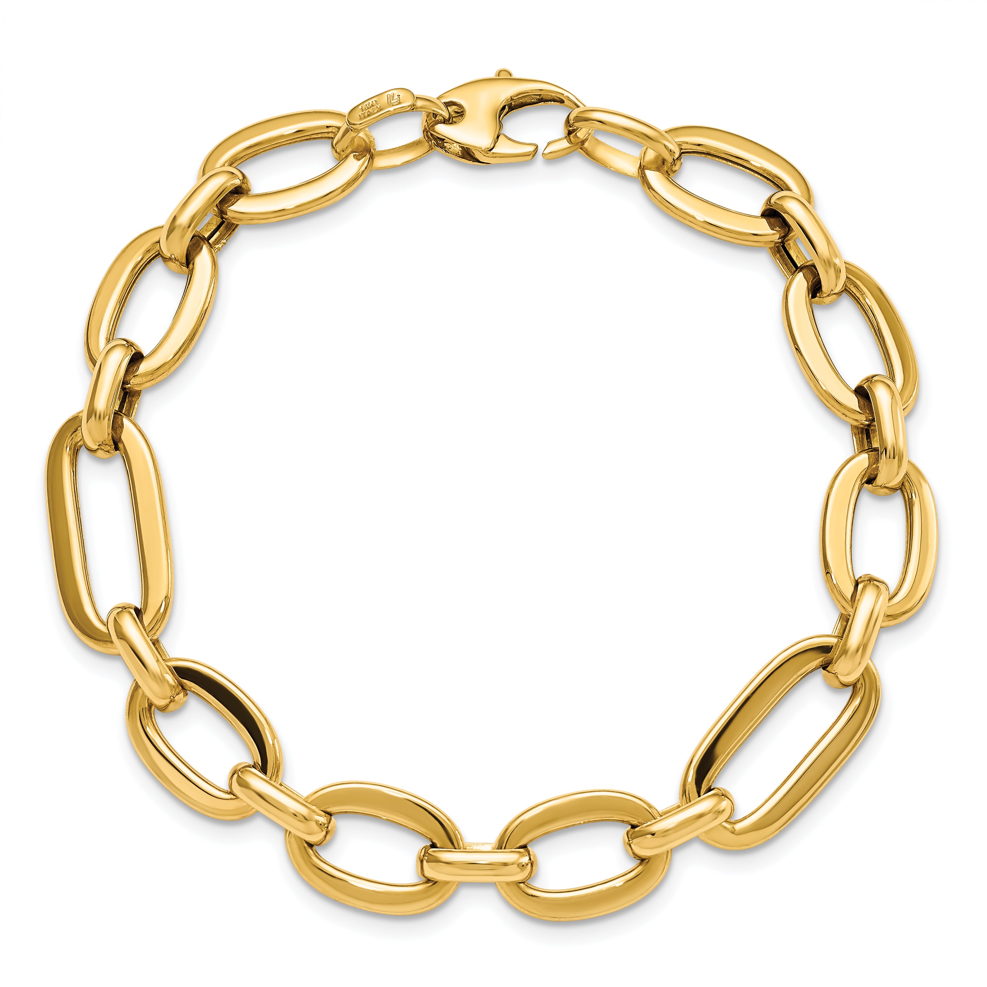 14K Polished 7in Fancy Link Bracelet