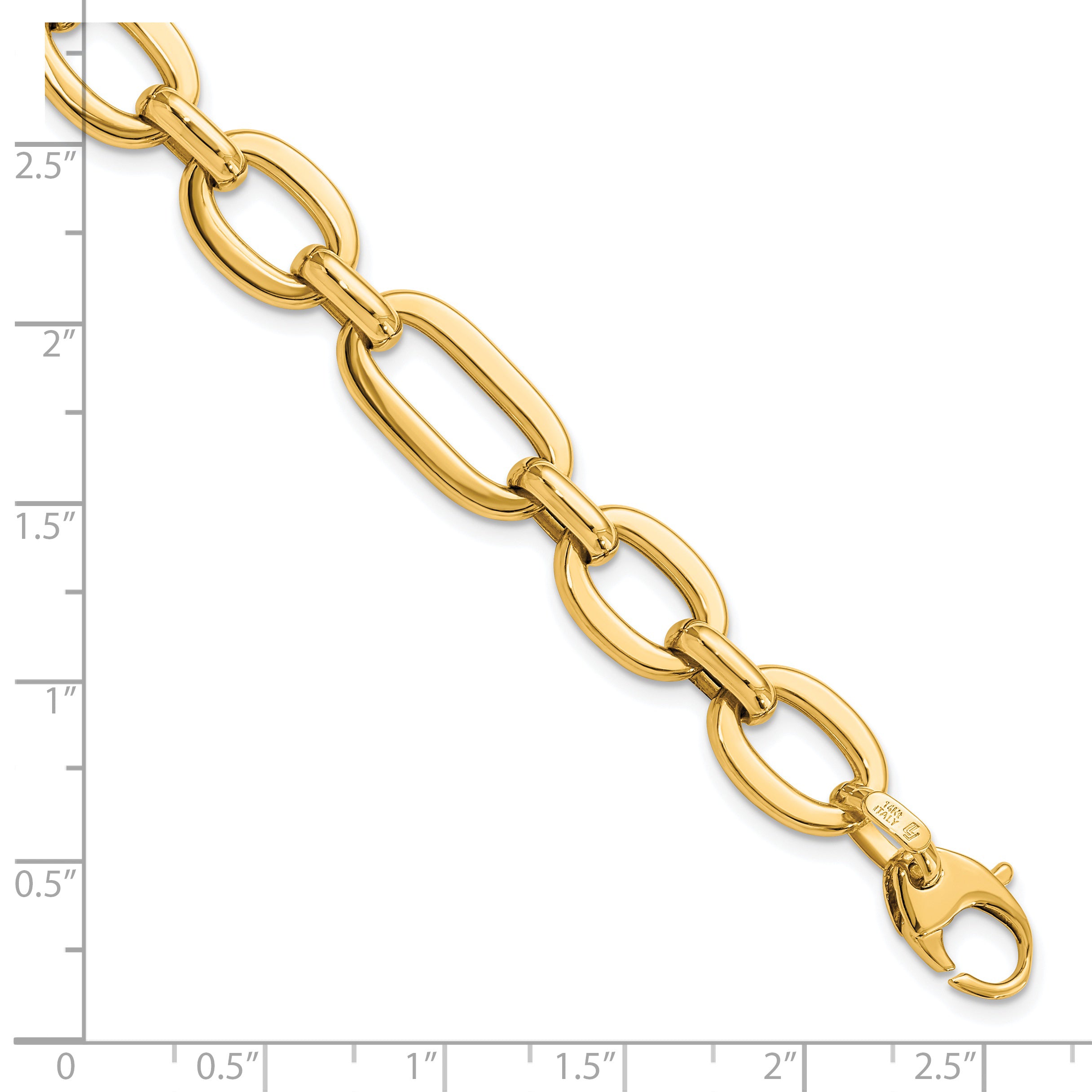 14K Polished 7in Fancy Link Bracelet