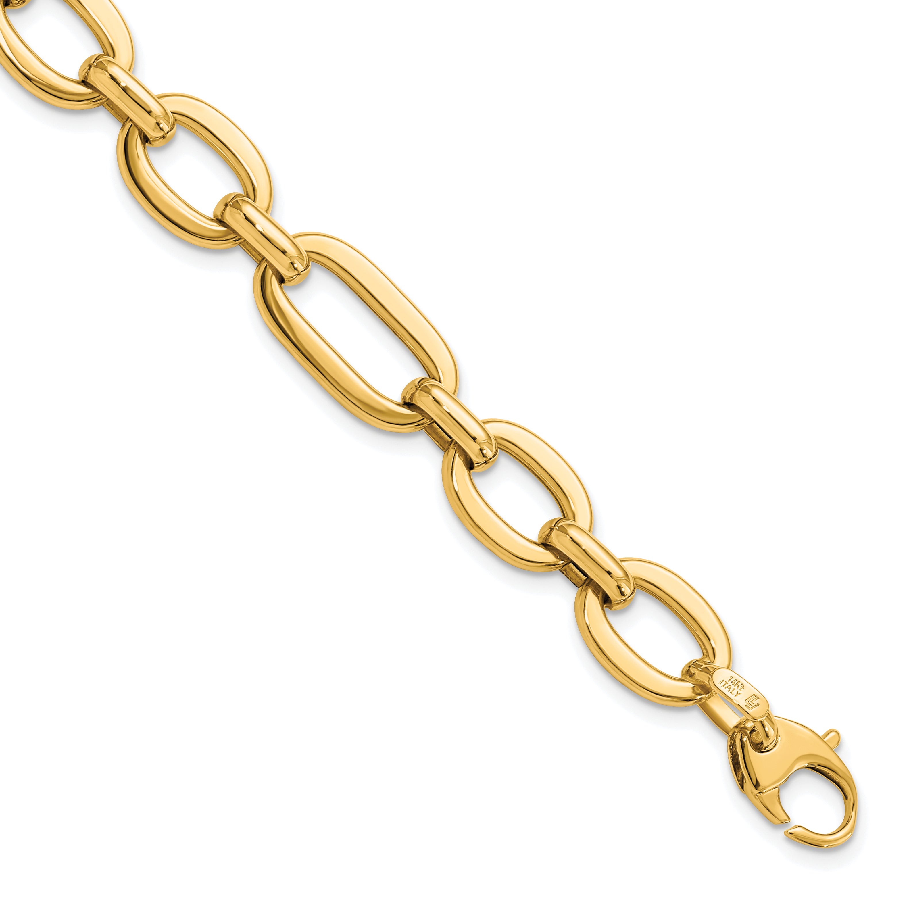 14K Polished 7in Fancy Link Bracelet