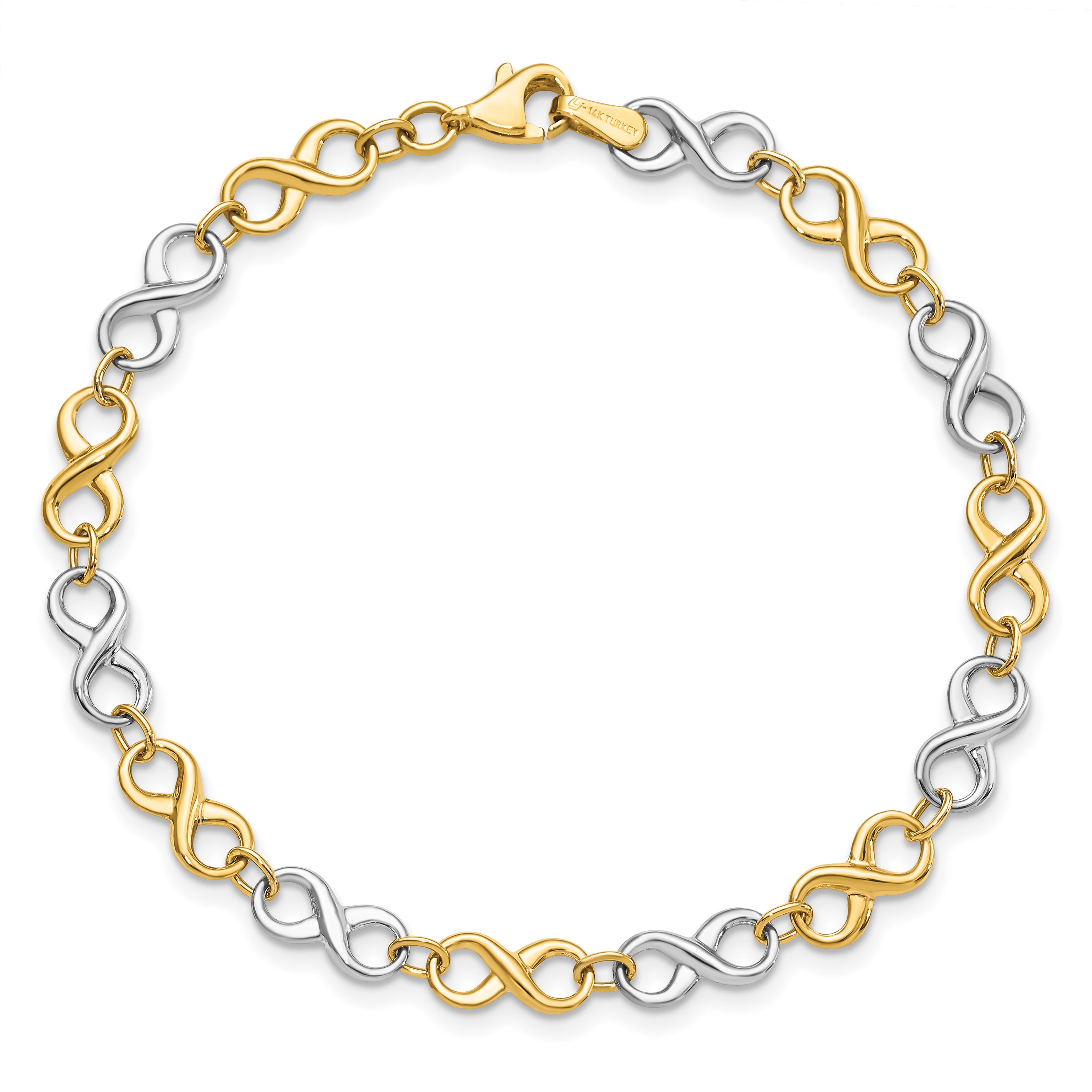 14K Two-tone Polished Bracelet