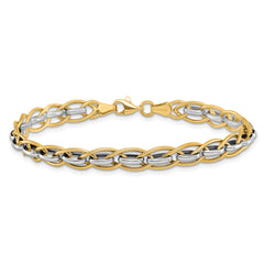 14K Two-tone Polished Fancy Link Bracelet