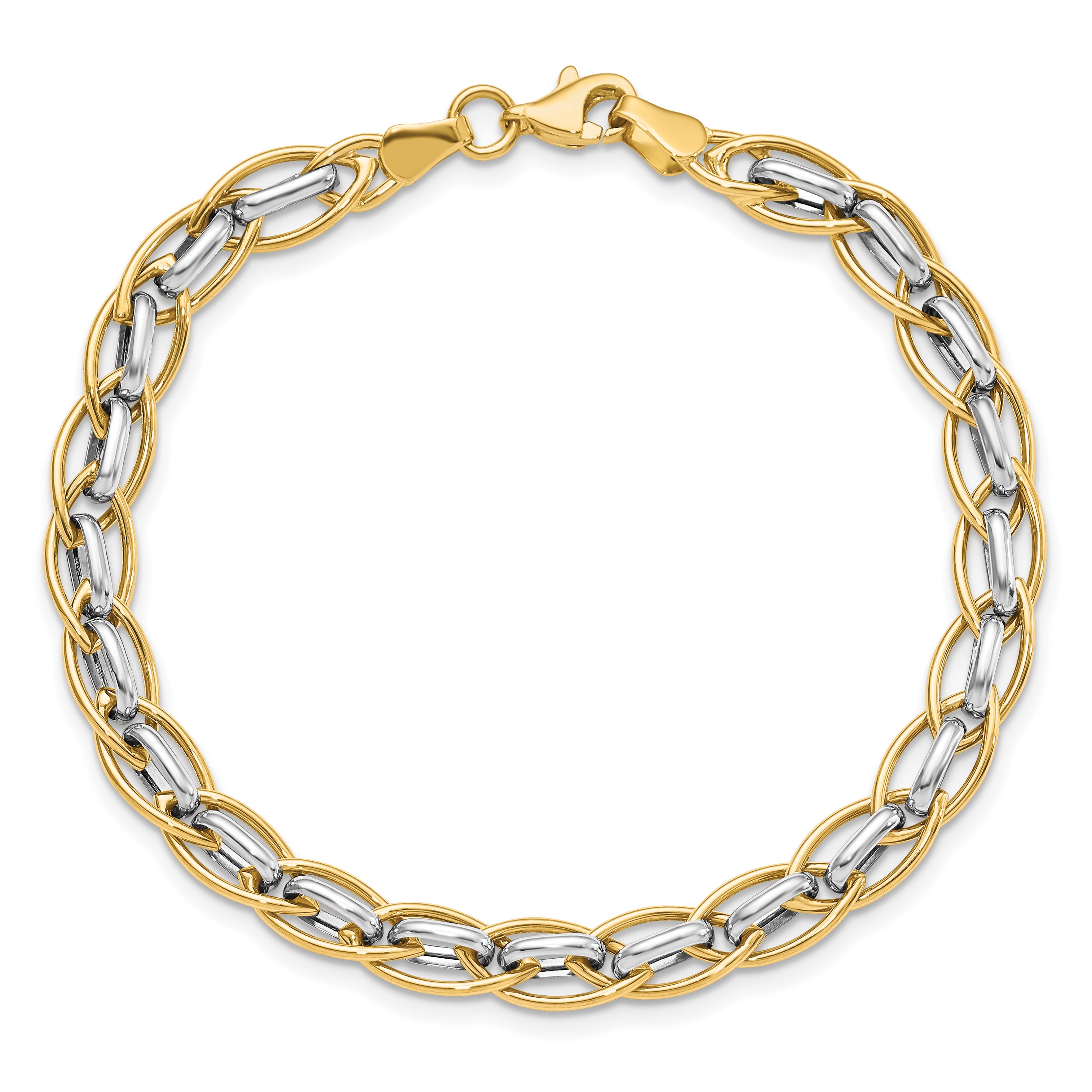 14K Two-tone Polished Fancy Link Bracelet