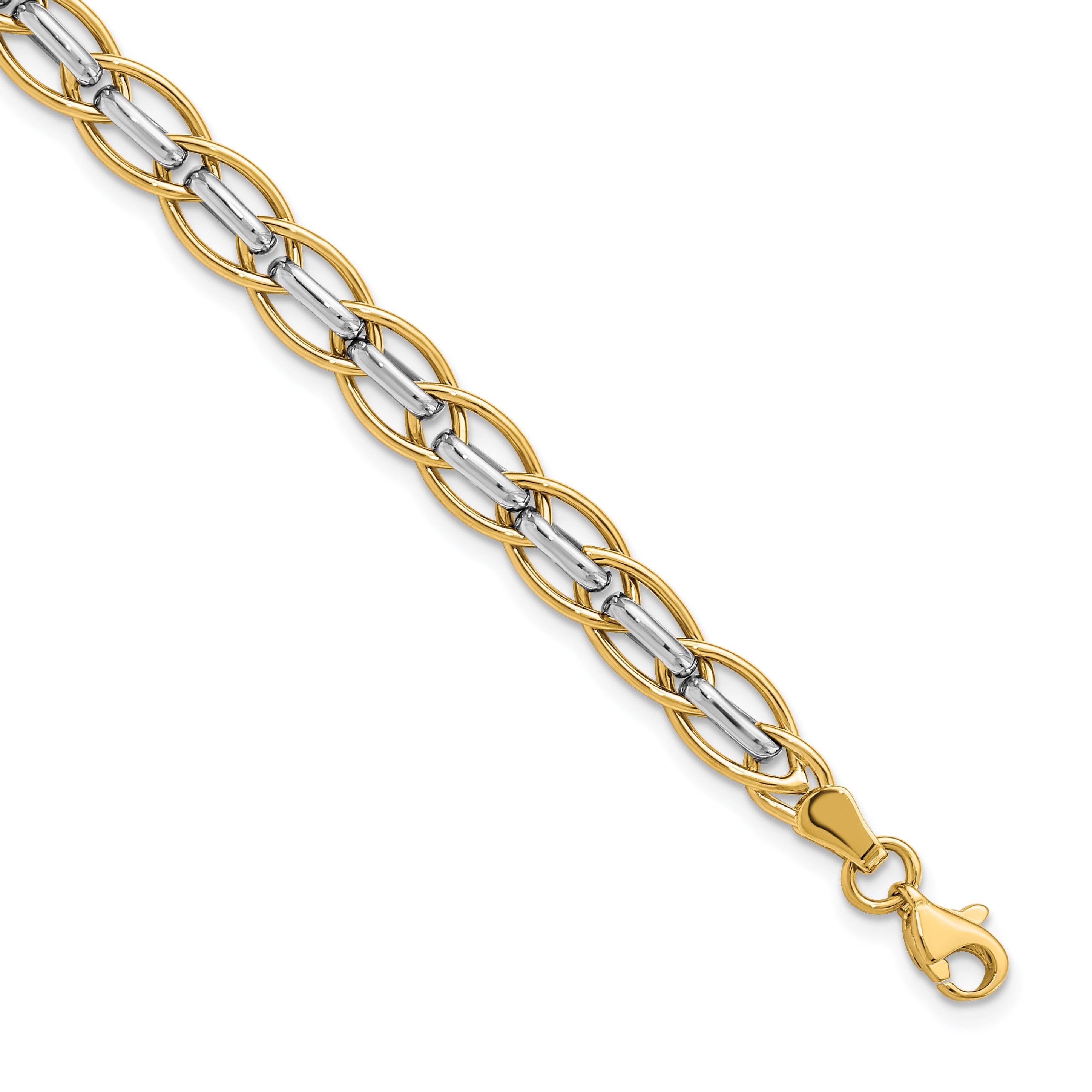 14K Two-tone Polished Fancy Link Bracelet