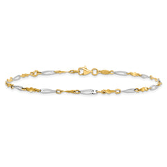 14K Two-tone Polished Fancy Link Anklet