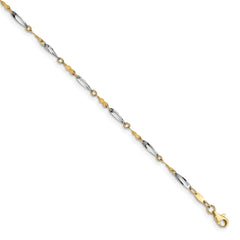 14K Two-tone Polished Fancy Link Anklet