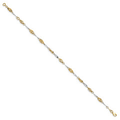 14K Two-tone Polished Fancy Link Anklet