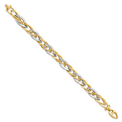 14K Two-tone Polished Fancy Link Bracelet