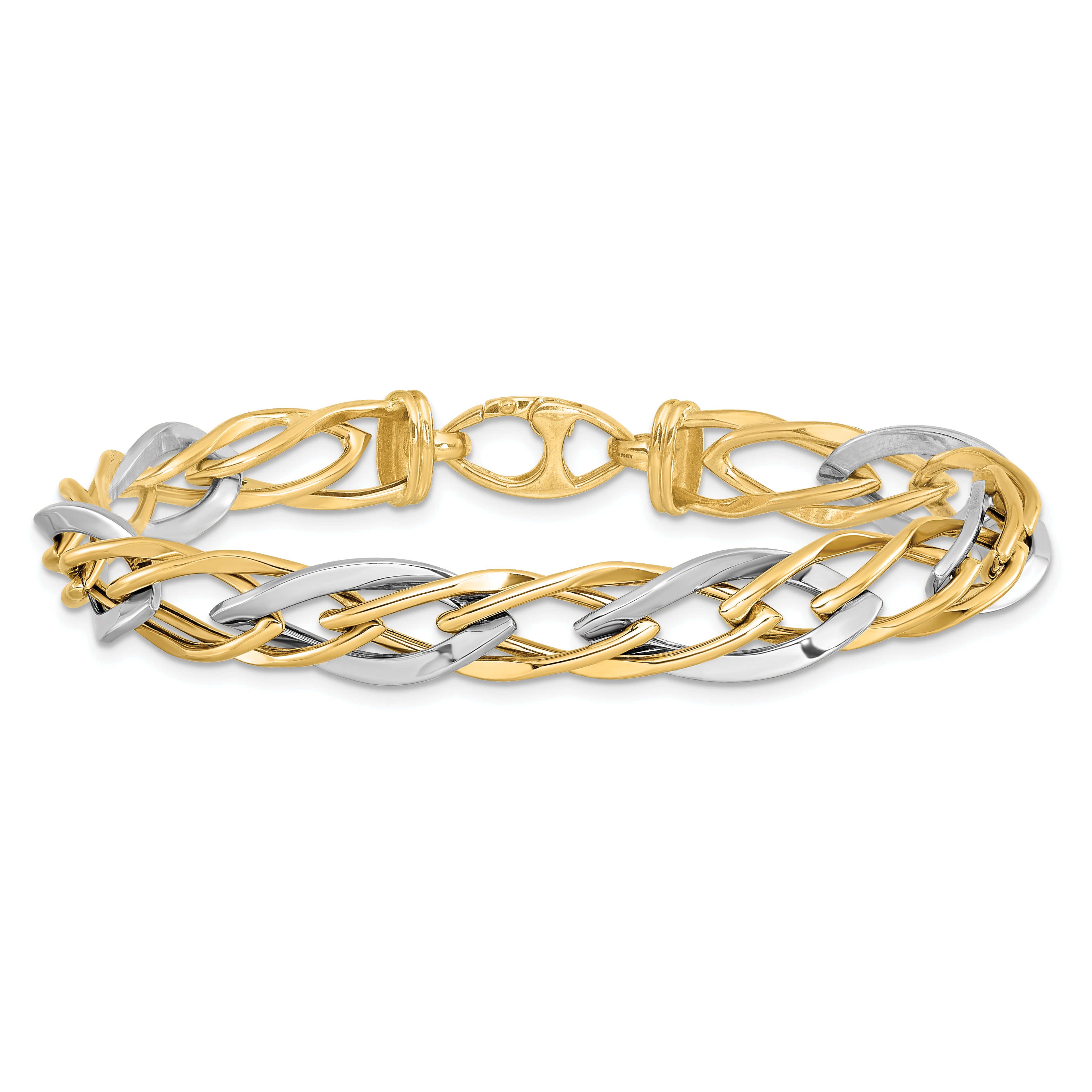 14K Two-tone Polished Fancy Link Bracelet