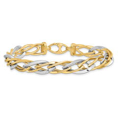 14K Two-tone Polished Fancy Link Bracelet