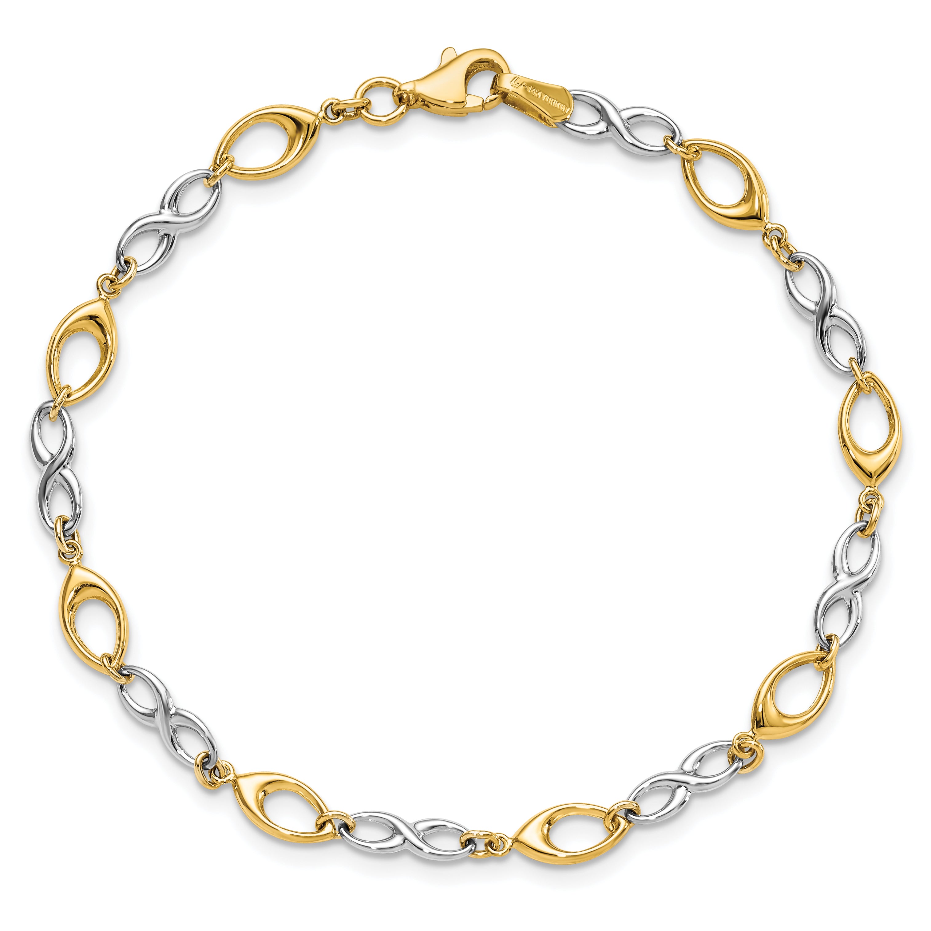 14K Two-tone Polished Bracelet