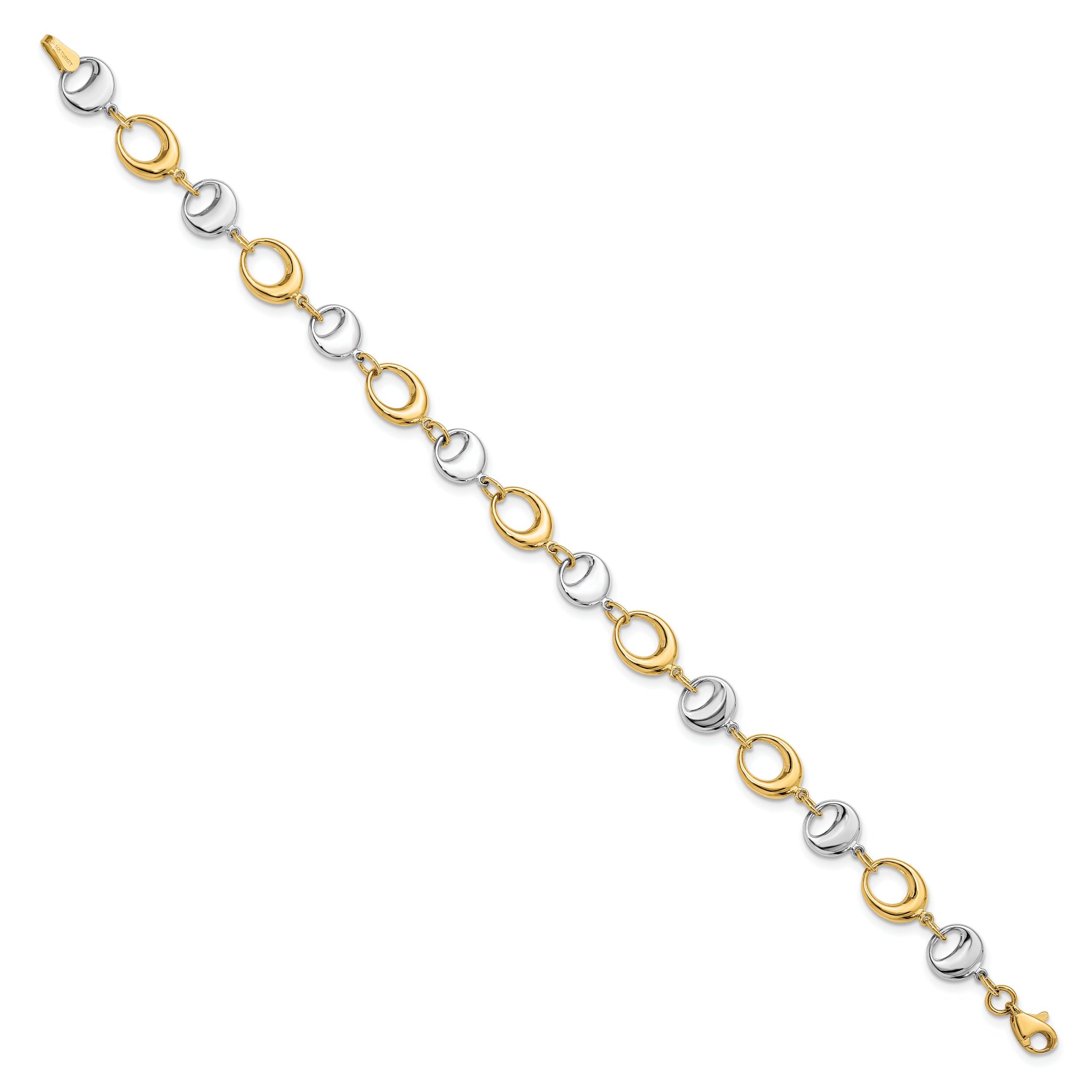 14K Two-tone Polished Link Bracelet