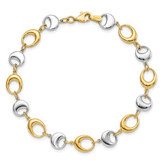 14K Two-tone Polished Link Bracelet