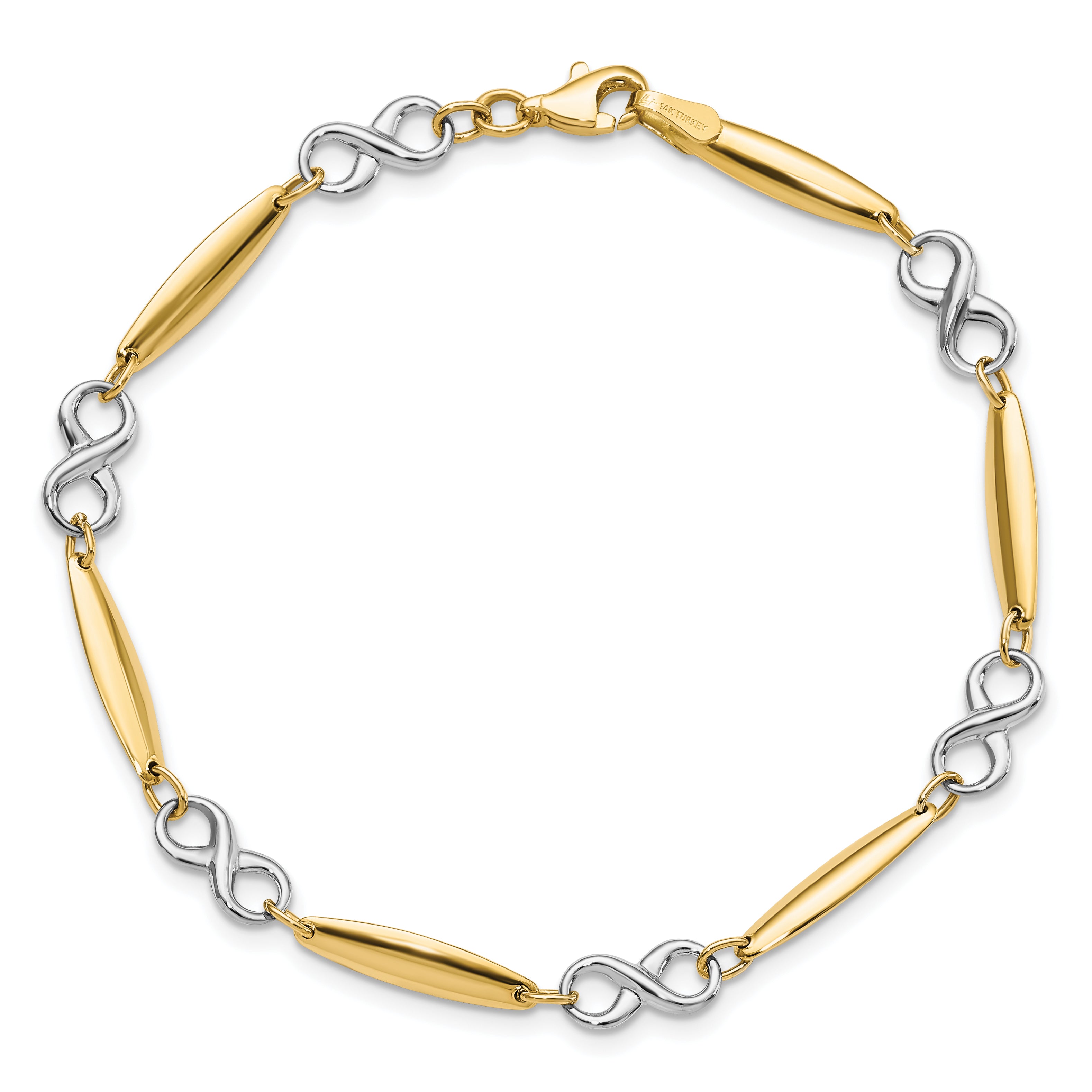 14K Two-tone Polished Bracelet