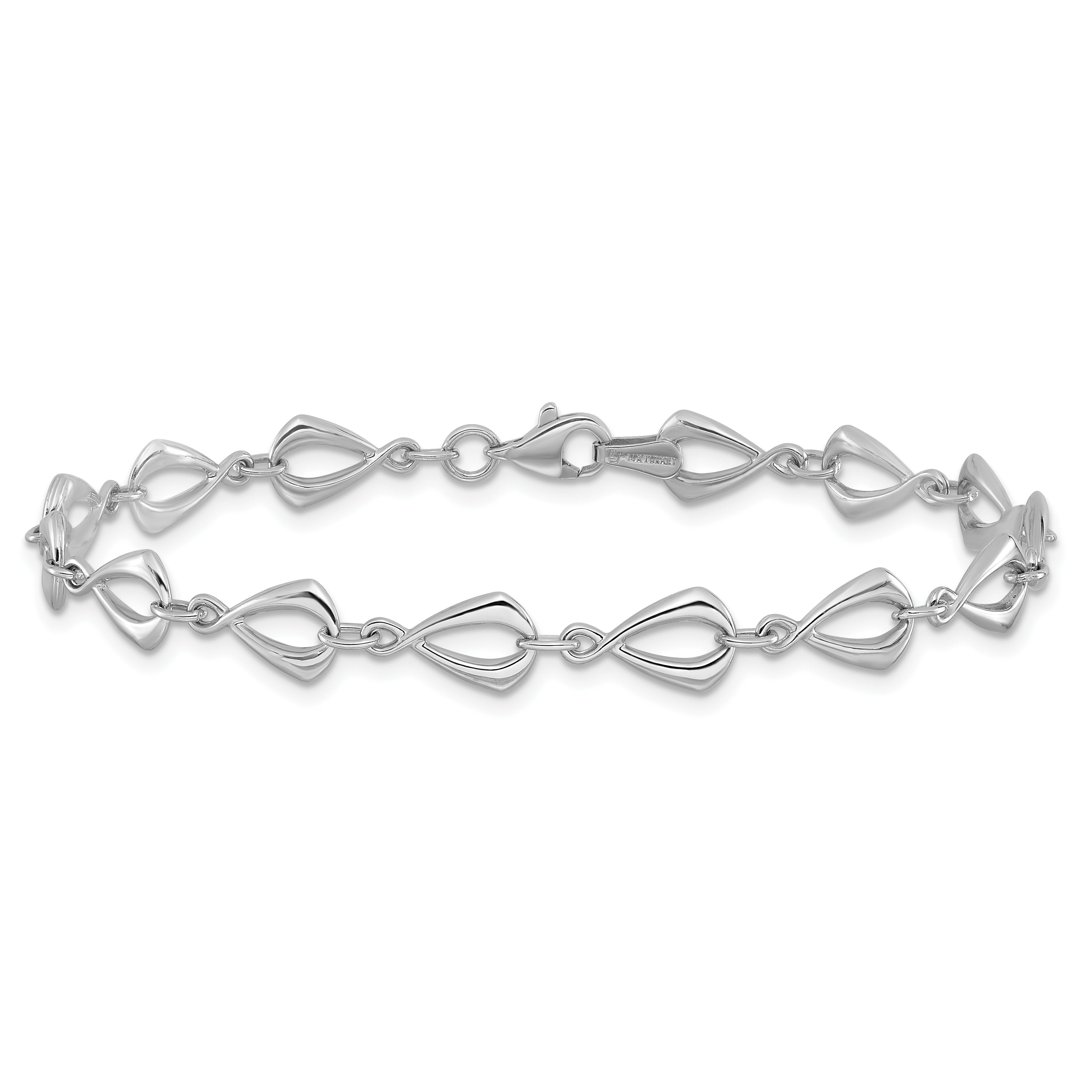 14K White Gold Polished Link Bracelet