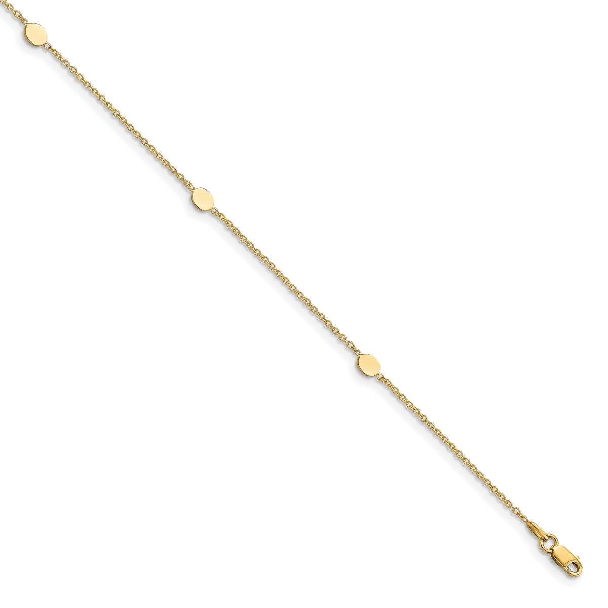 14K Polished  w/1in ext. Anklet