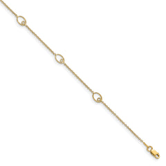 14K Polished w/1in ext. Anklet