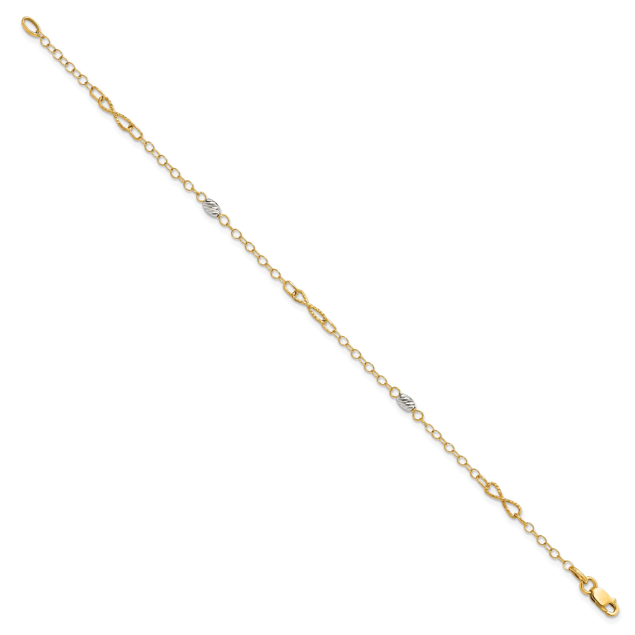 14K Two-tone Polished and D/C Bracelet