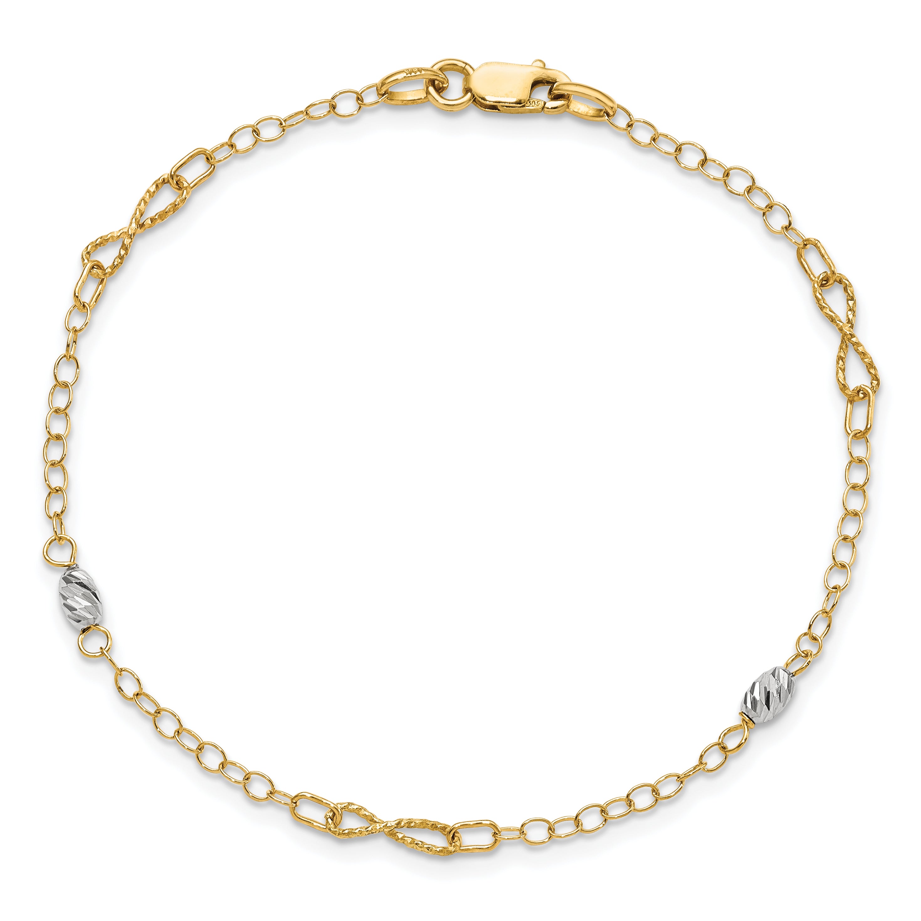 14K Two-tone Polished and D/C Bracelet