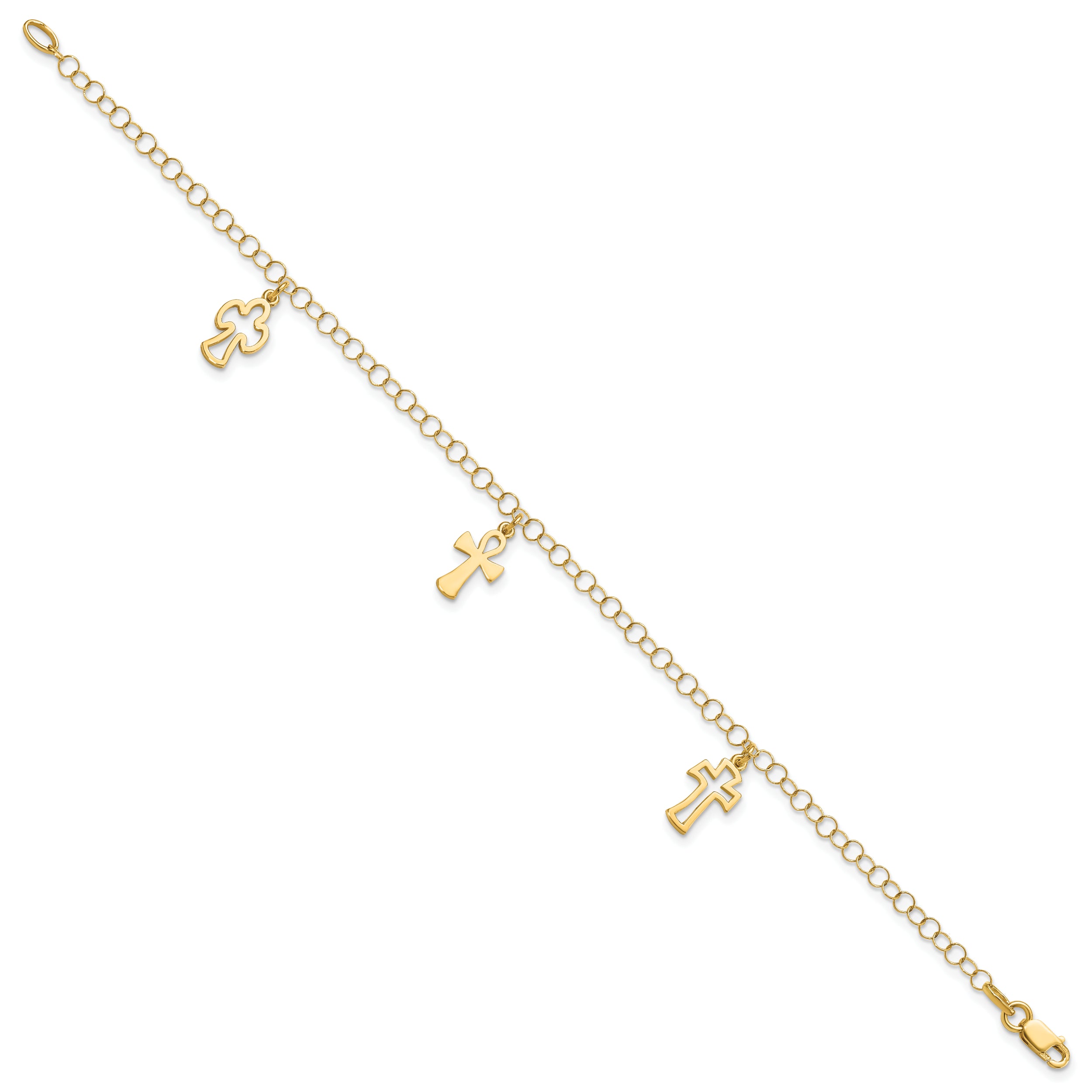 14K Polished Cross Bracelet