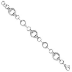 14K White Gold Polished and Textured Fancy Link Bracelet