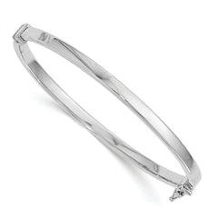 14K White Gold Polished Hinged Bangle