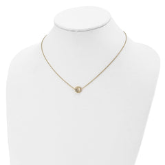 14K Gold Polished Cable Necklace with Diamond-Cut Pendant