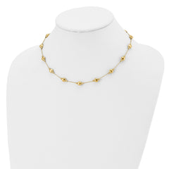 14K D/C Scratch Finish Polished Necklace