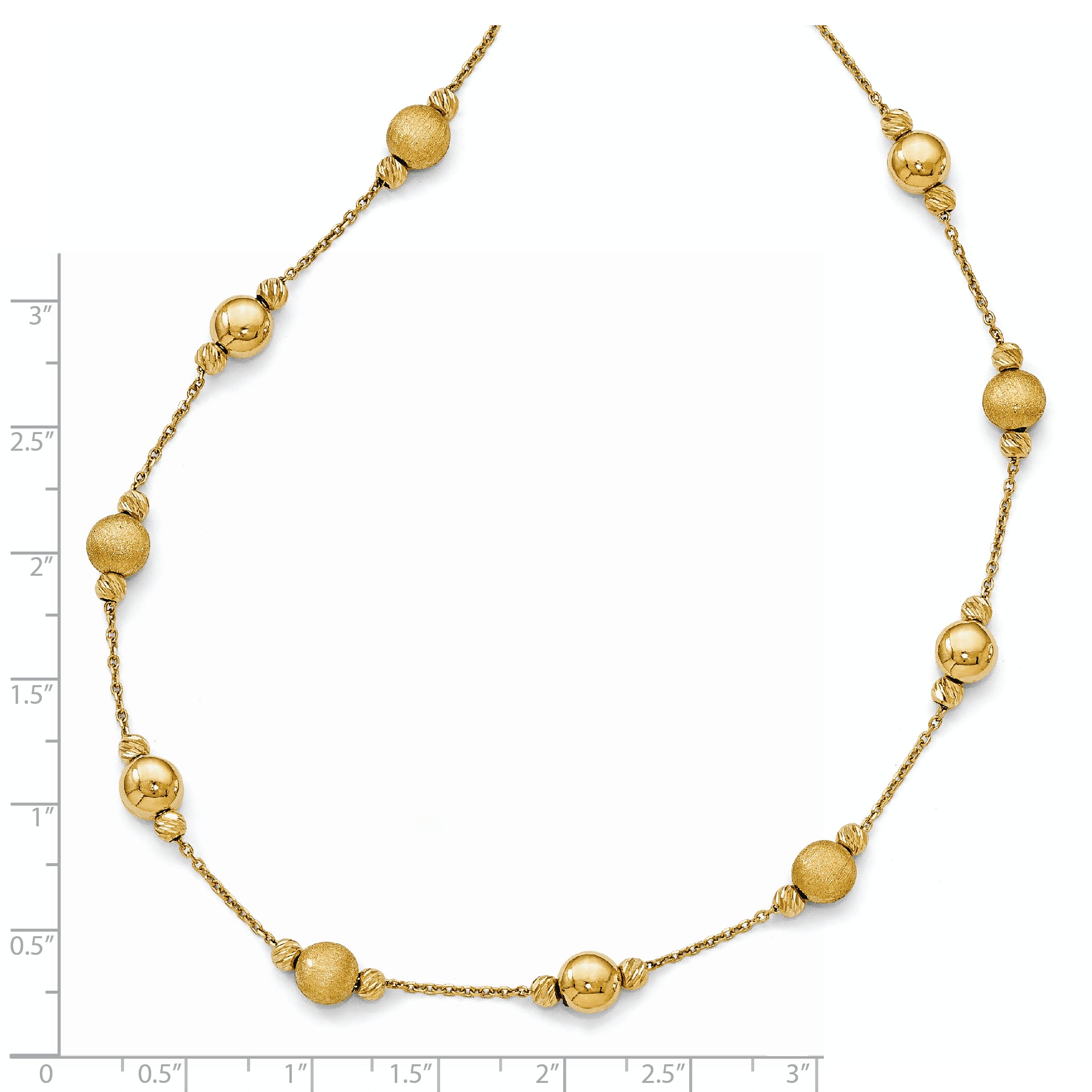 14K D/C Scratch Finish Polished Necklace