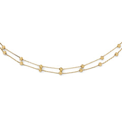 14K Yellow Gold Beaded Necklace with Diamond-Cut Elegance and Lifetime Warranty