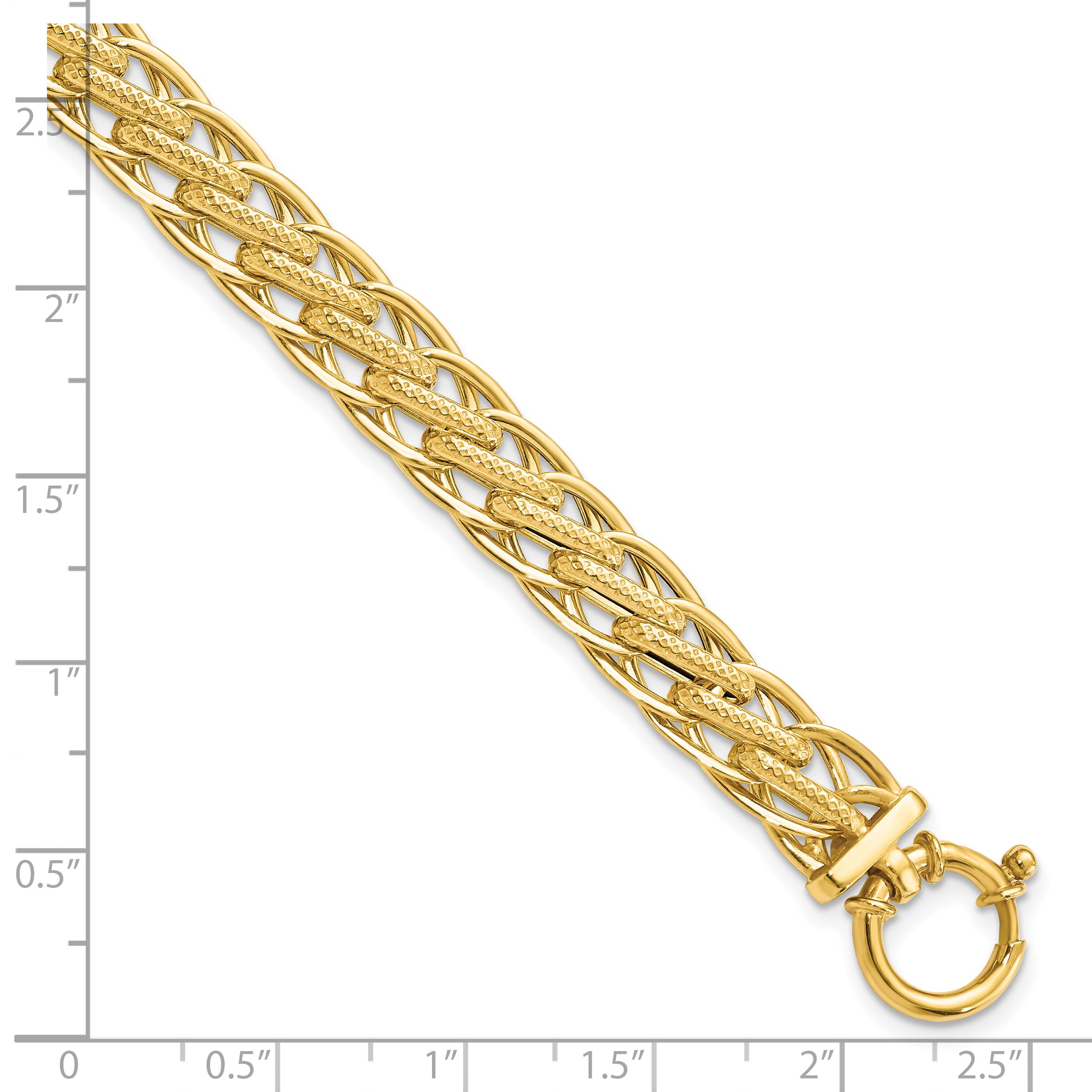 14K Polished and Textured Fancy Link Bracelet