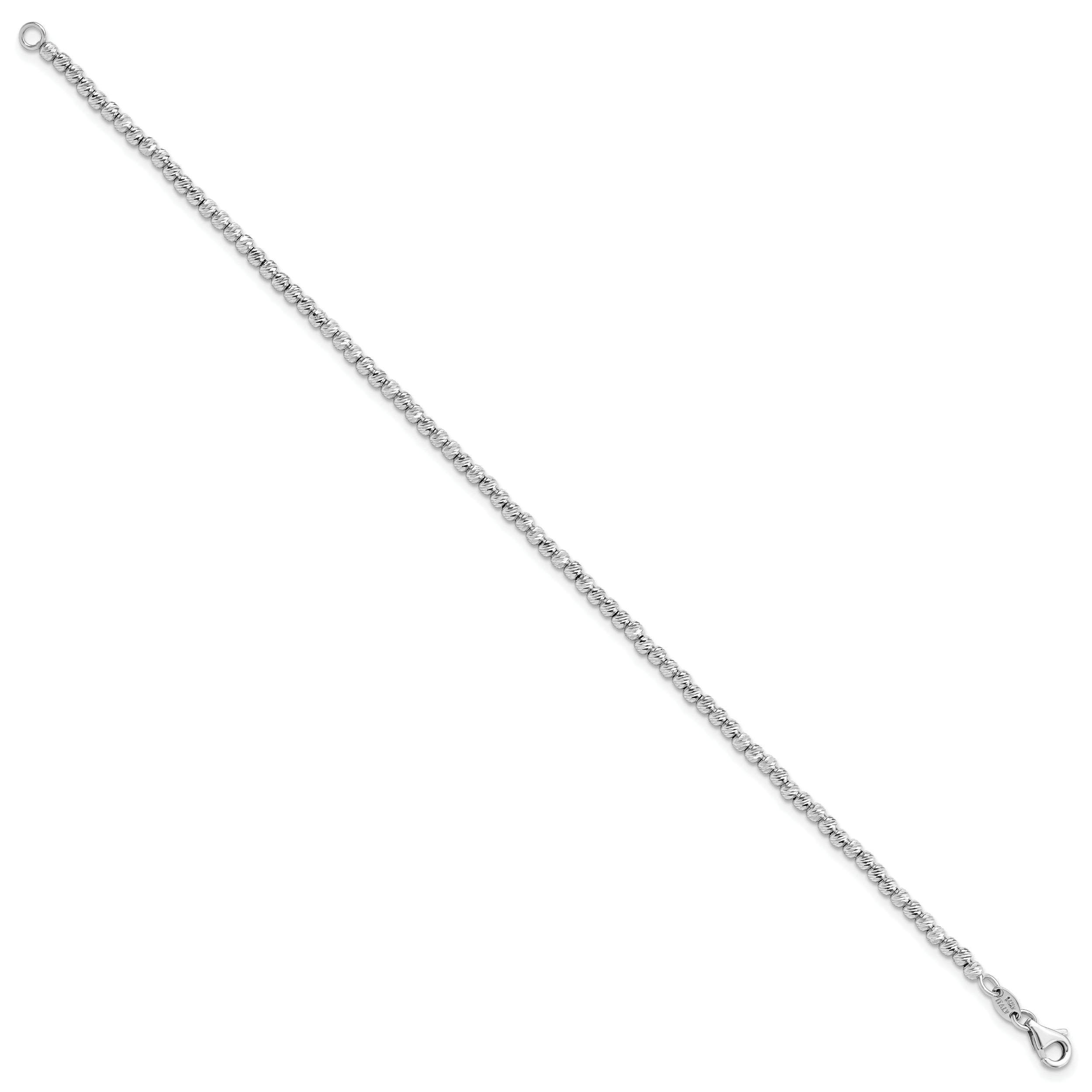 14K White Gold D/C Beaded Bracelet