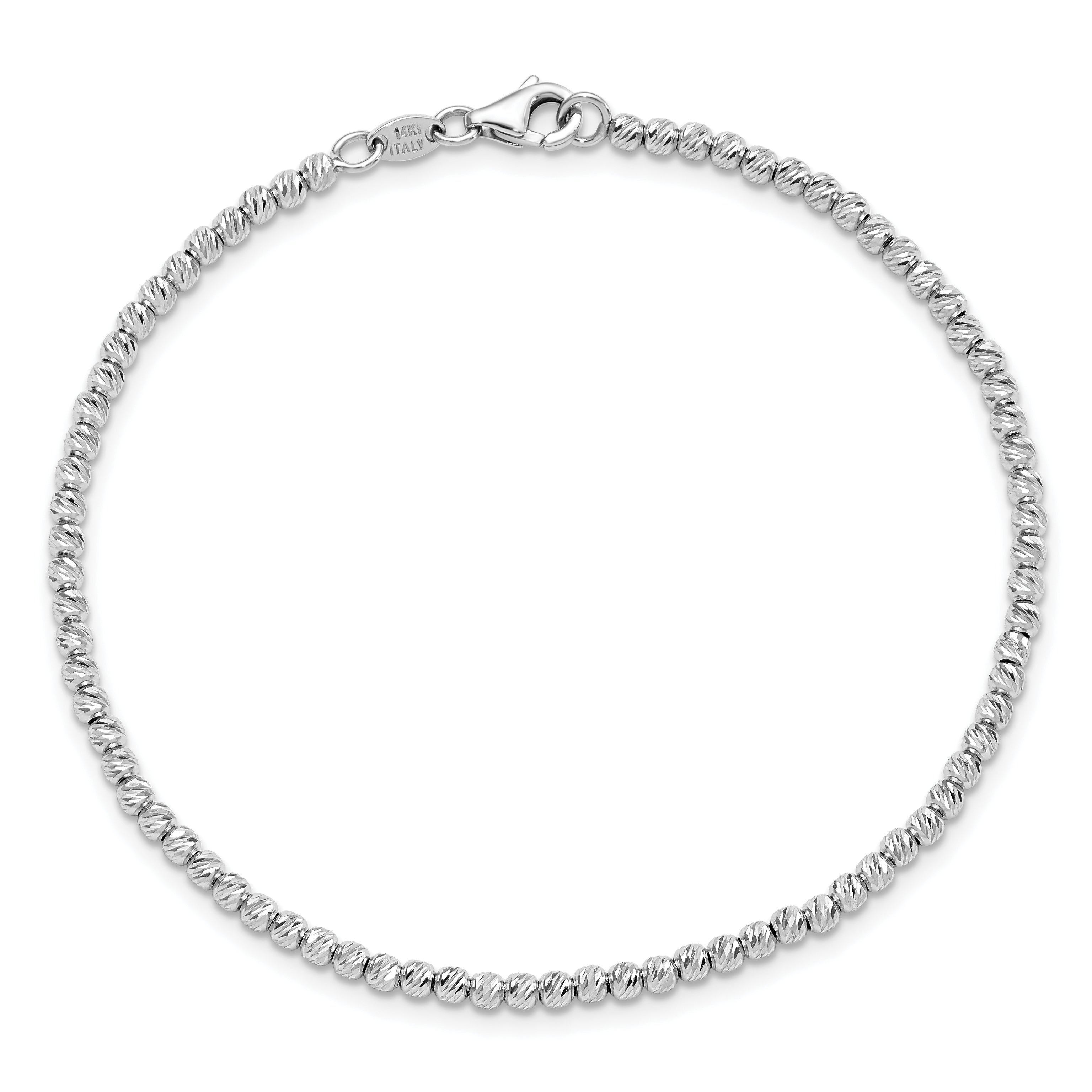 14K White Gold D/C Beaded Bracelet