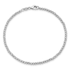 14K White Gold D/C Beaded Bracelet