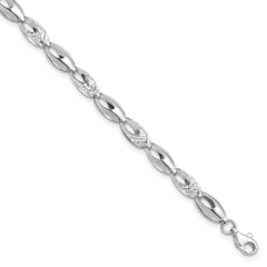 14K White Gold Polished and D/C Bracelet