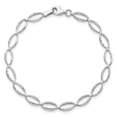 14K White Gold Polished and D/C Bracelet