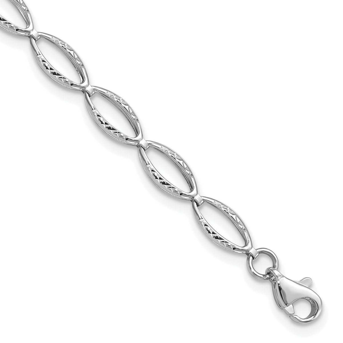 14K White Gold Polished and D/C Bracelet