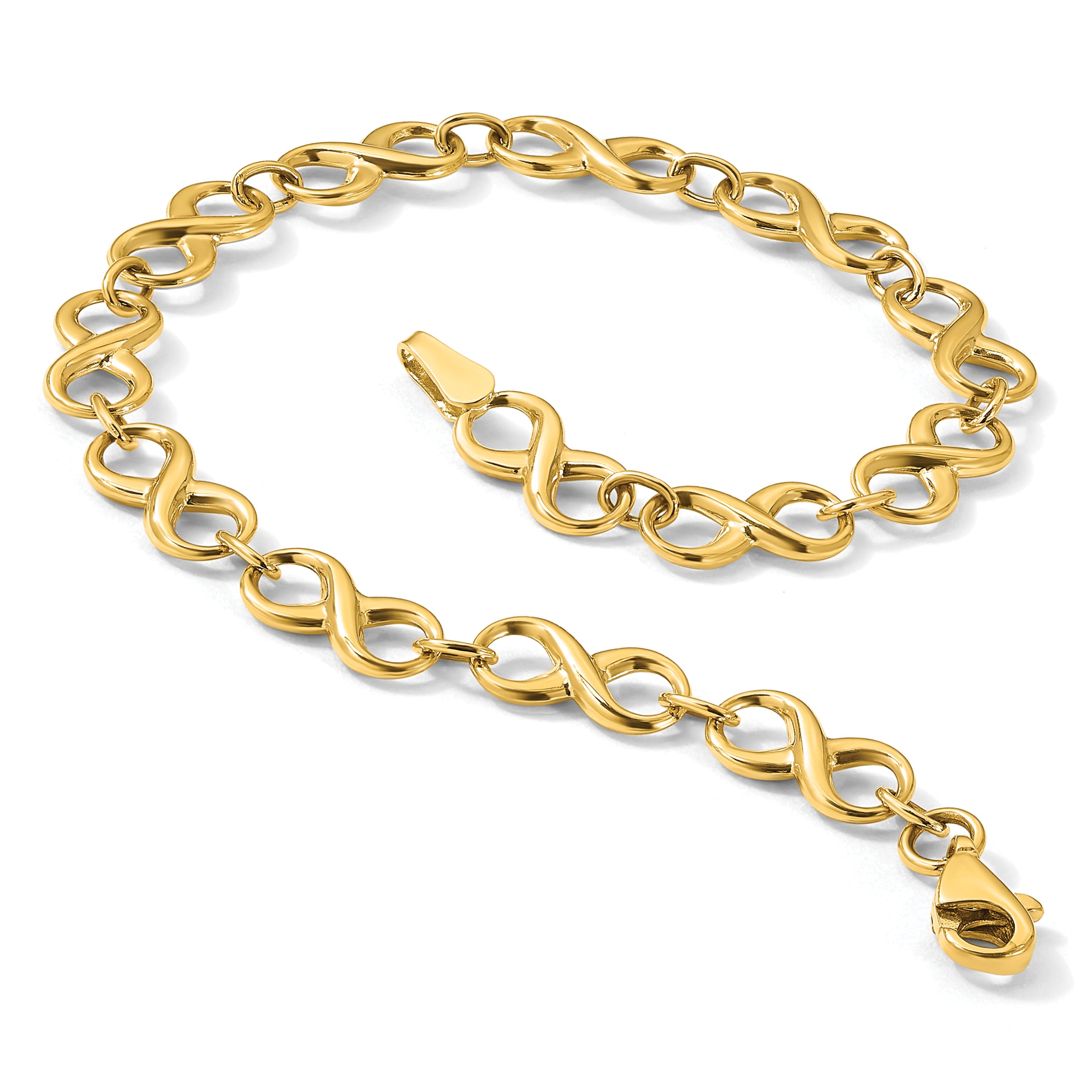 14K Polished Infinity Bracelet