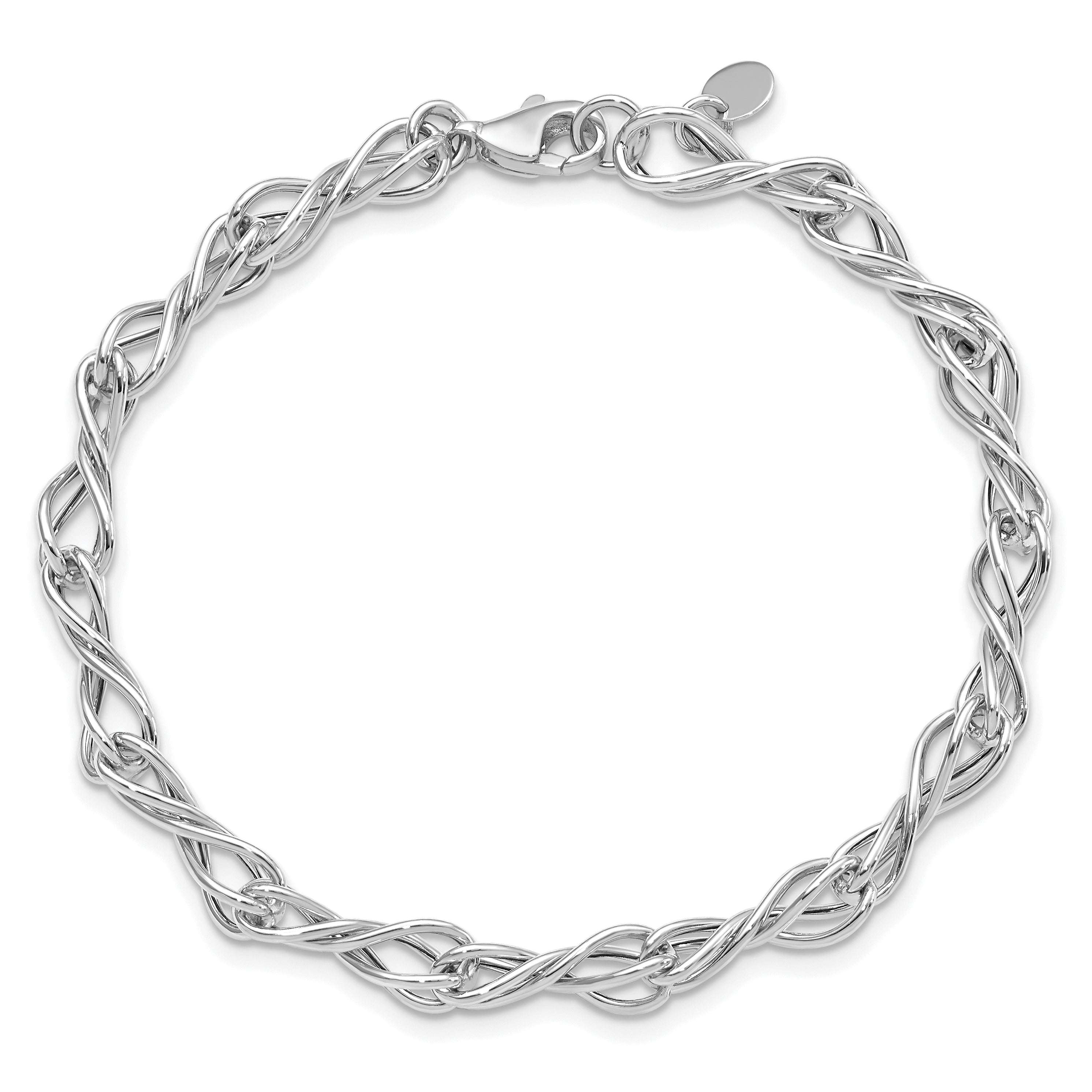 14K White Gold Polished Fancy Link Bracelet