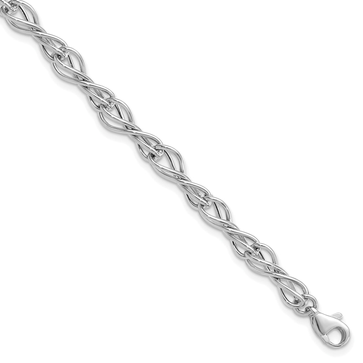 14K White Gold Polished Fancy Link Bracelet