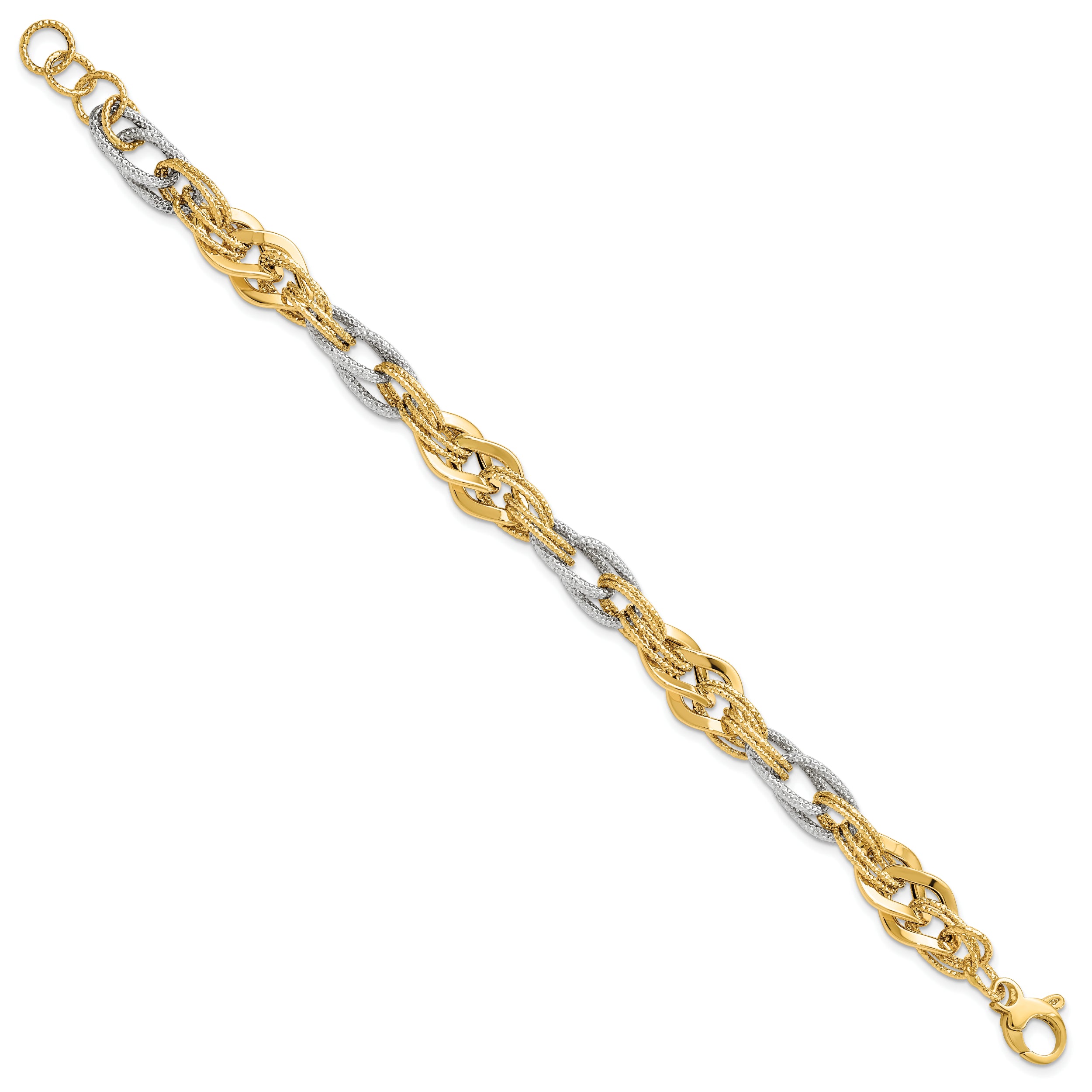 14K Yellow and White Gold Polished D/C Bracelet