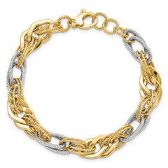 14K Yellow and White Gold Polished D/C Bracelet